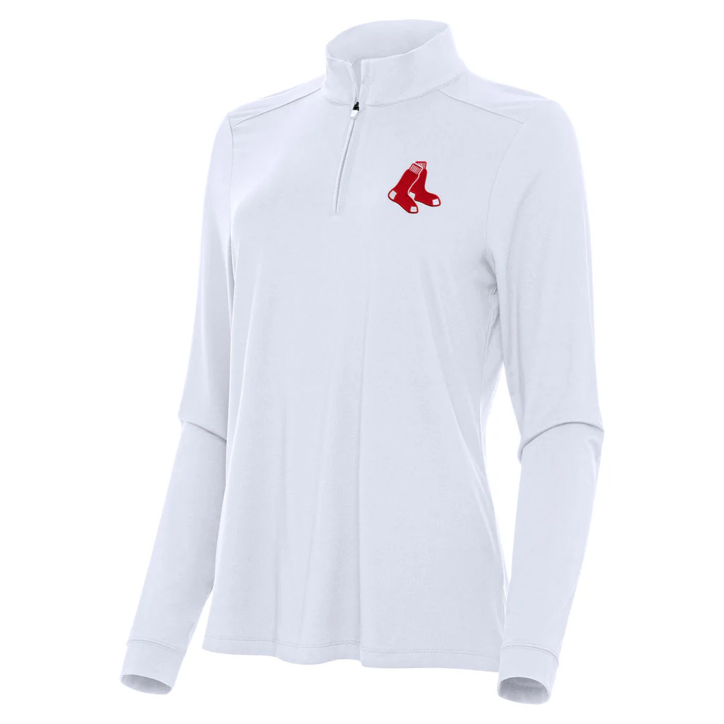 MLB Boston Red Sox Women's Antigua Intent 1/4 Zip Pullover Jacket - White