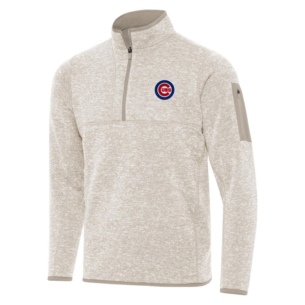 MLB Chicago Cubs Antigua Fortune 1/4 Zip Pullover Jacket - Stone