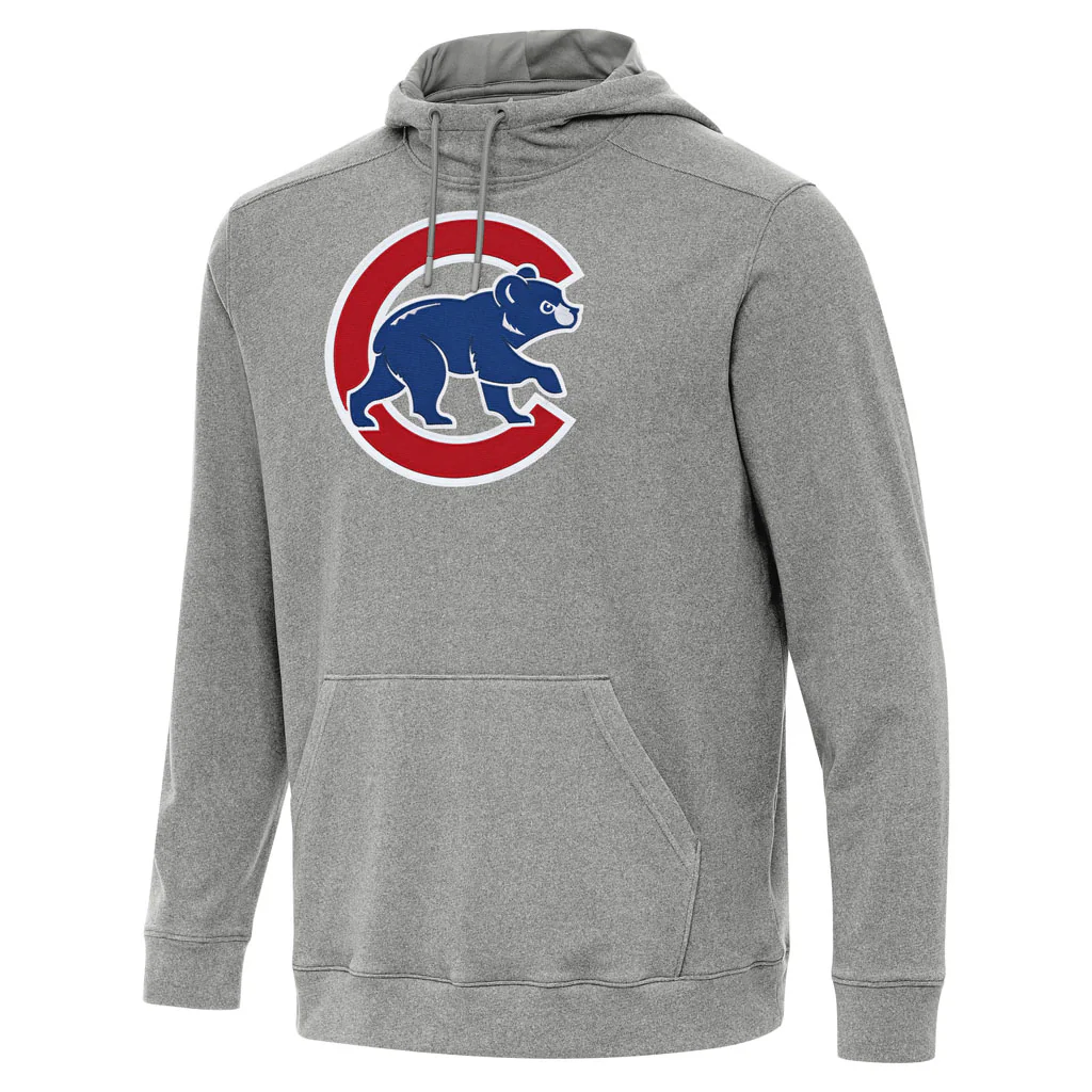 MLB Chicago Cubs Antigua Full Front Cloud Pullover Hoodie - Heather black