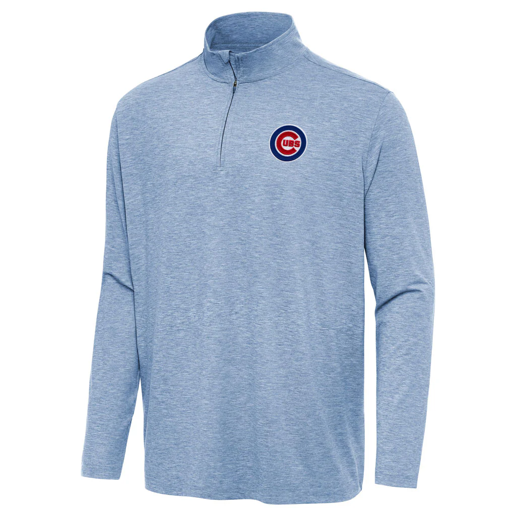 MLB Chicago Cubs Antigua Hunk 1/4 Zip Pullover Jacket - Light blue