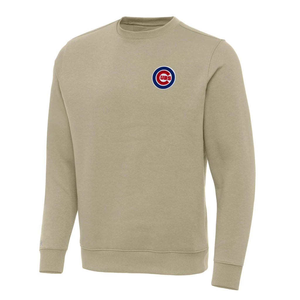 MLB Chicago Cubs Antigua Victory Crewneck Sweater - Khaki