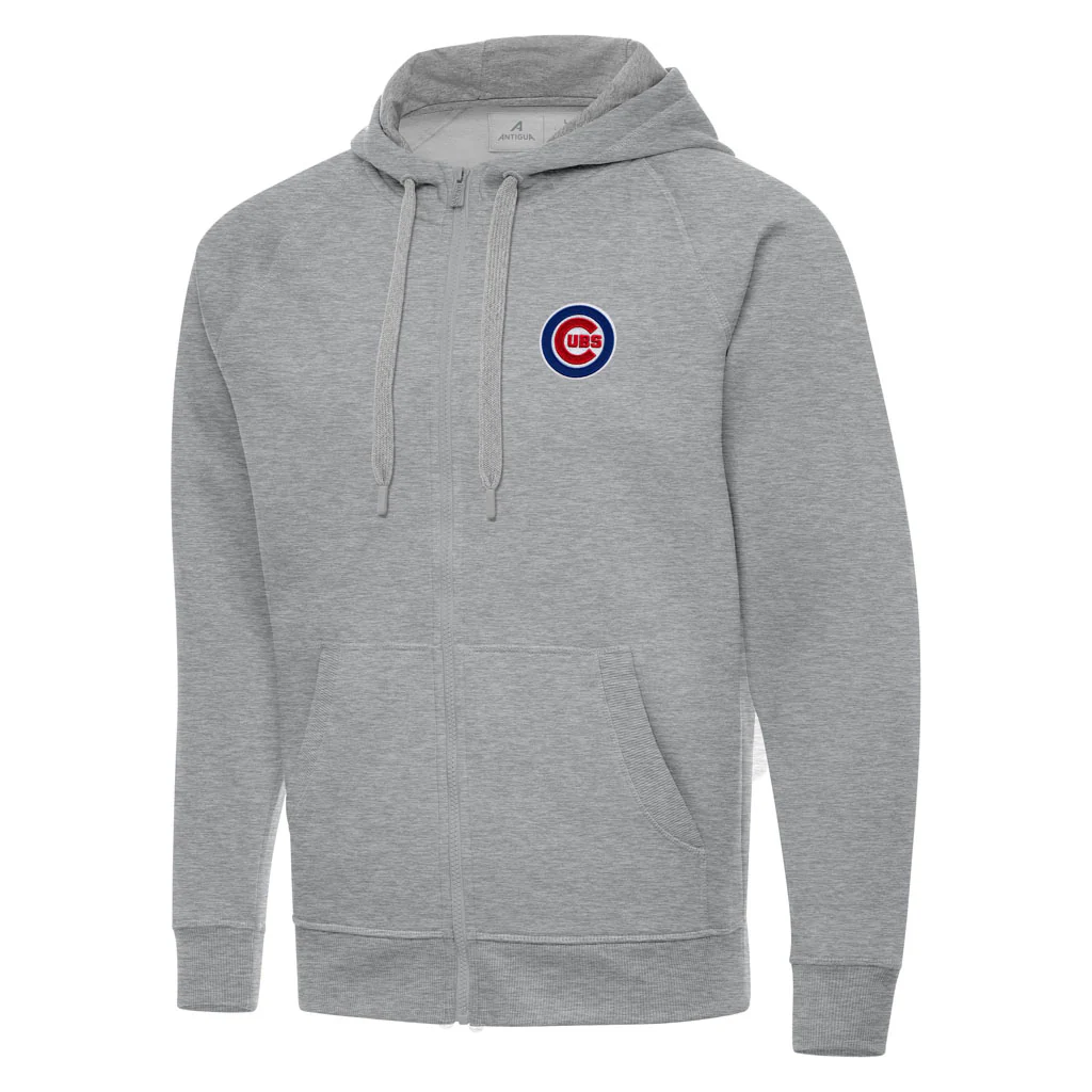 MLB Chicago Cubs Antigua Victory Full Zip Hoodie - Heather gray