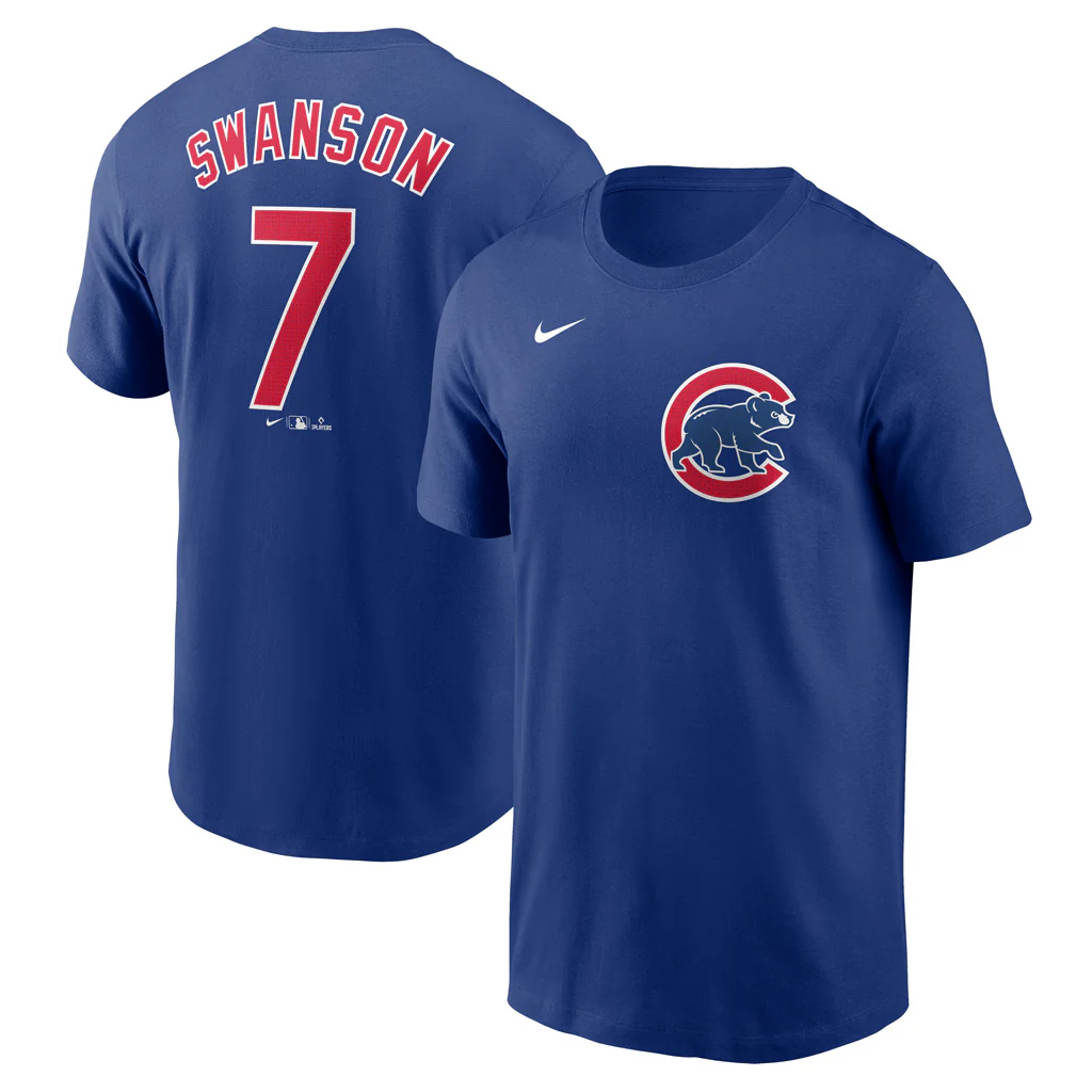 MLB Chicago Cubs Dansby Swanson Nike FUSE Name & Number T-Shirt - Blue