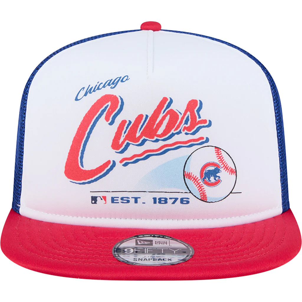 MLB Chicago Cubs New Era Retro Script 9FIFTY A-Frame Snapback Hat - White - Image 3