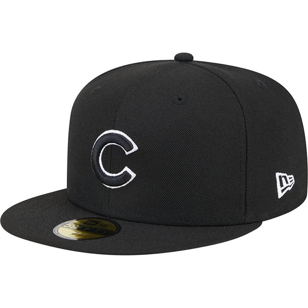 MLB Chicago Cubs New Era Side Patch Black & White 59FIFTY Fitted Hat - Black