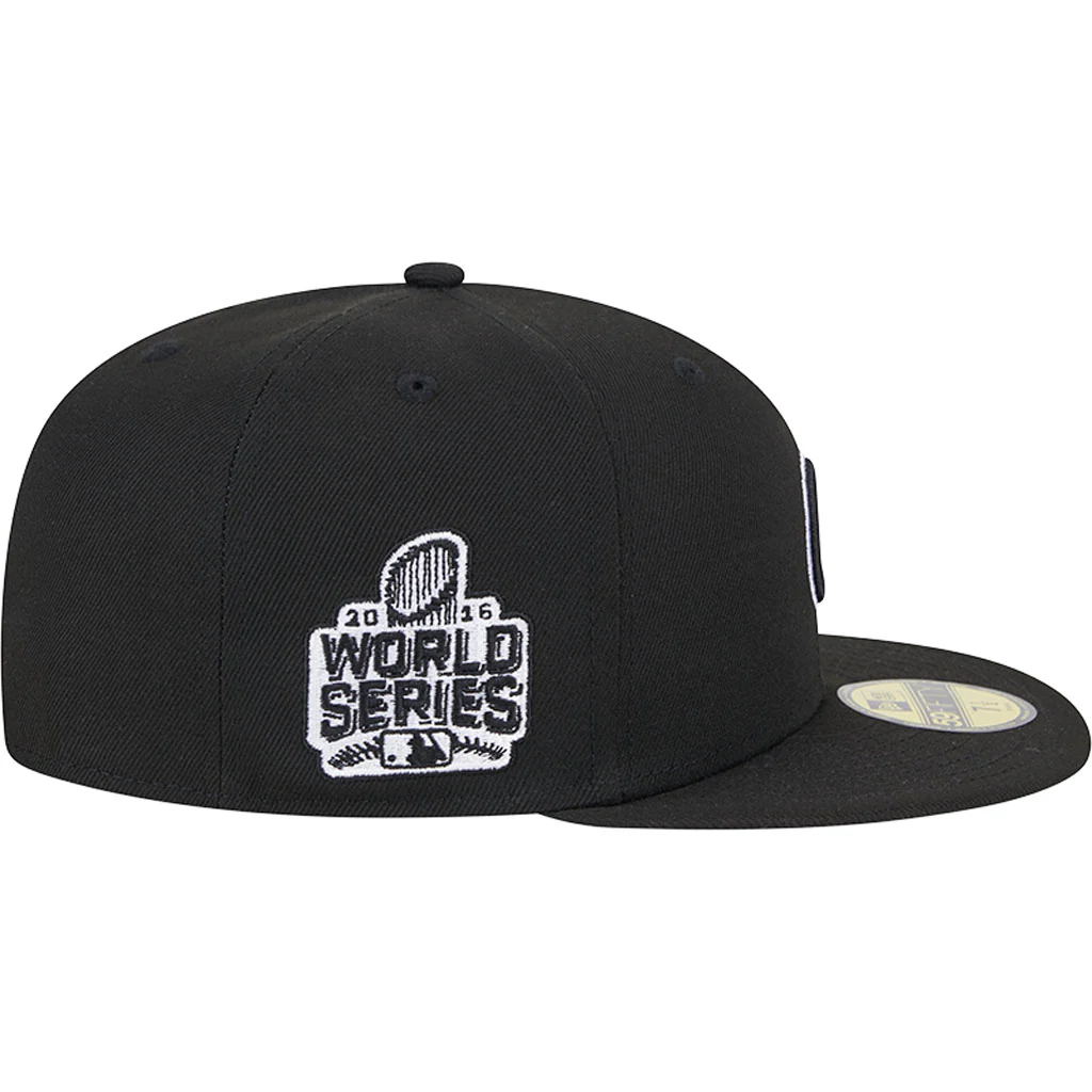MLB Chicago Cubs New Era Side Patch Black & White 59FIFTY Fitted Hat - Black - Image 5