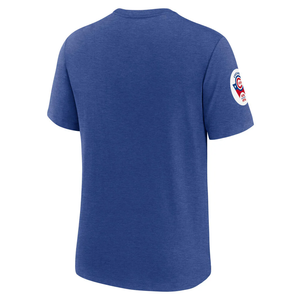 MLB Chicago Cubs Nike Cooperstown Eras Tri-Blend T-Shirt - Blue - Image 3