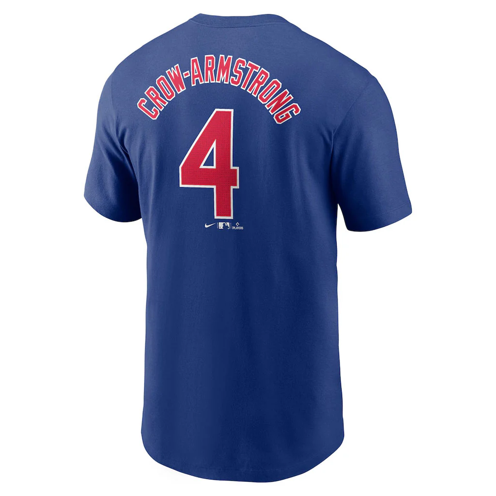 MLB Chicago Cubs Pete Crow-Armstrong Nike Fuse Name & Number T-Shirt - Blue - Image 3