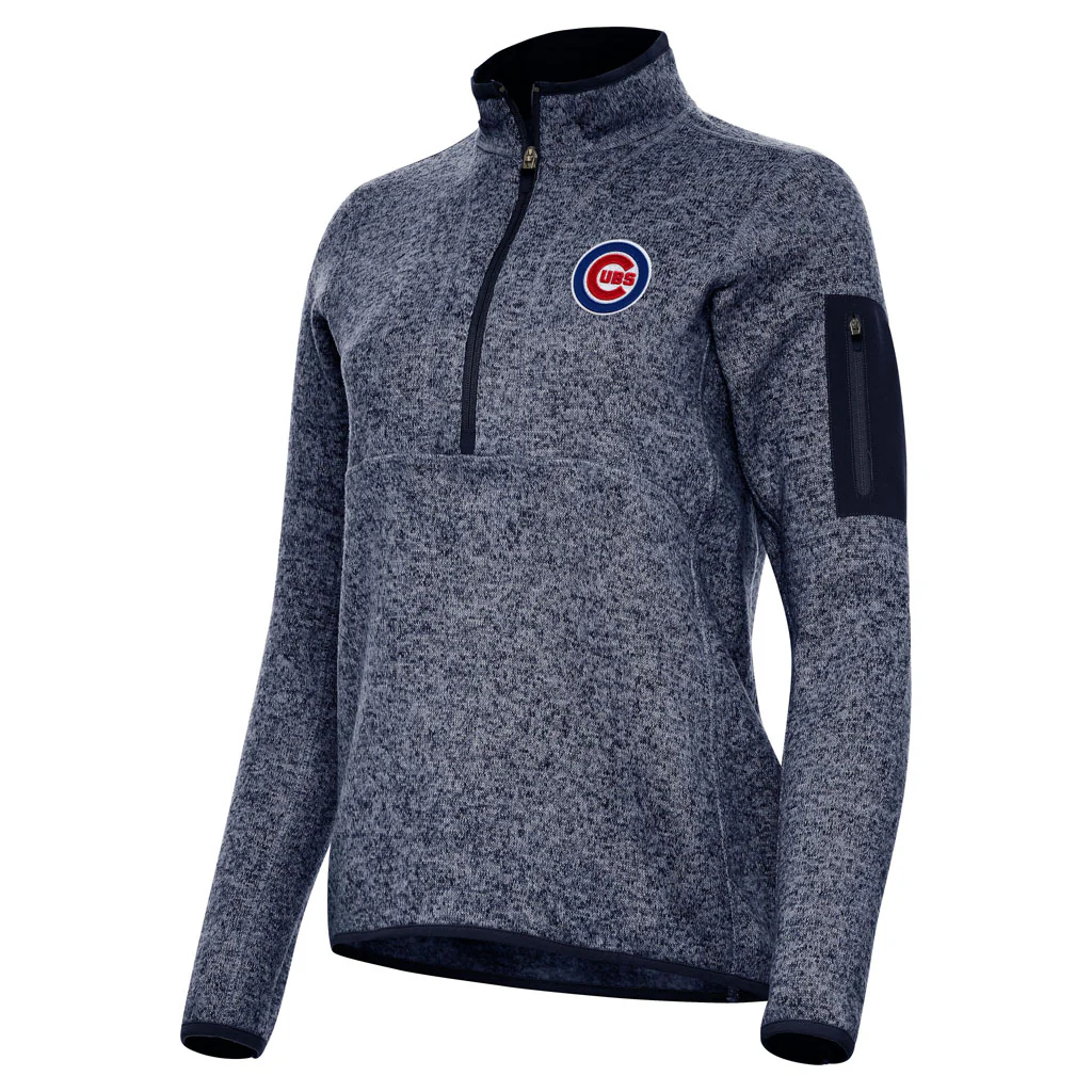 MLB Chicago Cubs Women's Antigua Fortune 1/2 Zip Pullover Jacket - Navy