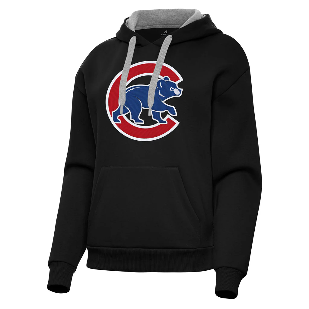 MLB Chicago Cubs Women's Antigua Full Front Victory Pullover Hoodie - Black