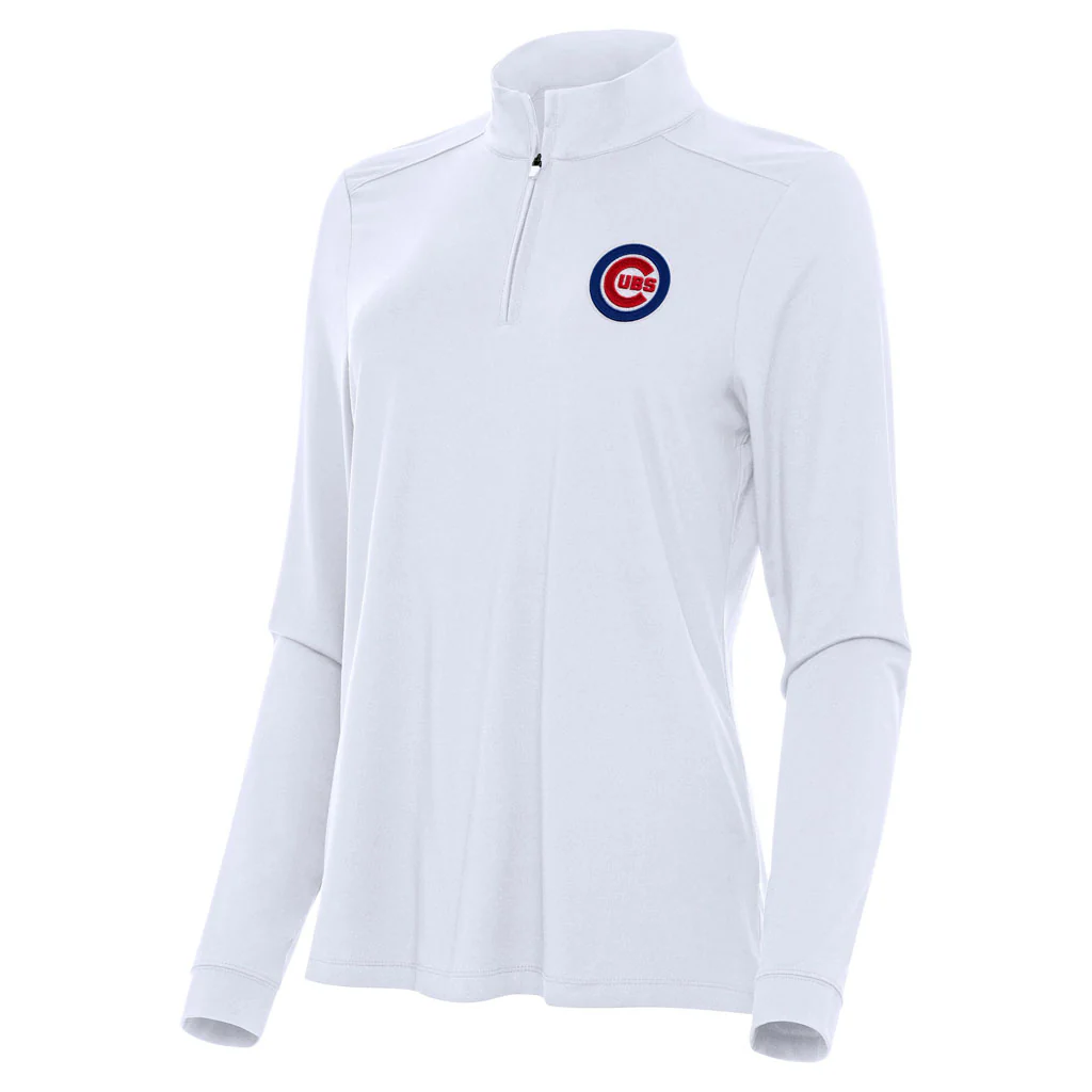 MLB Chicago Cubs Women's Antigua Intent 1/4 Zip Pullover Jacket - White
