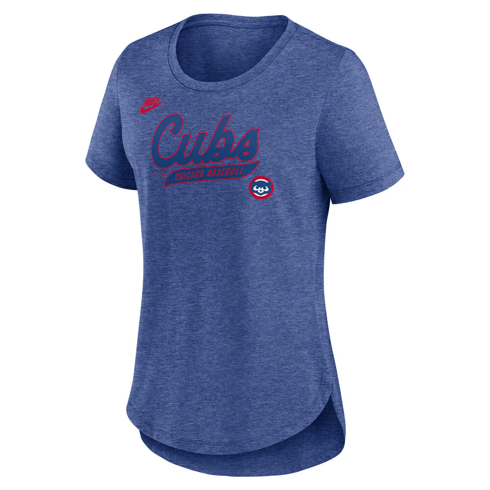 MLB Chicago Cubs Women's Nike Cooperstown Tri-Blend T-Shirt - Blue - Image 2