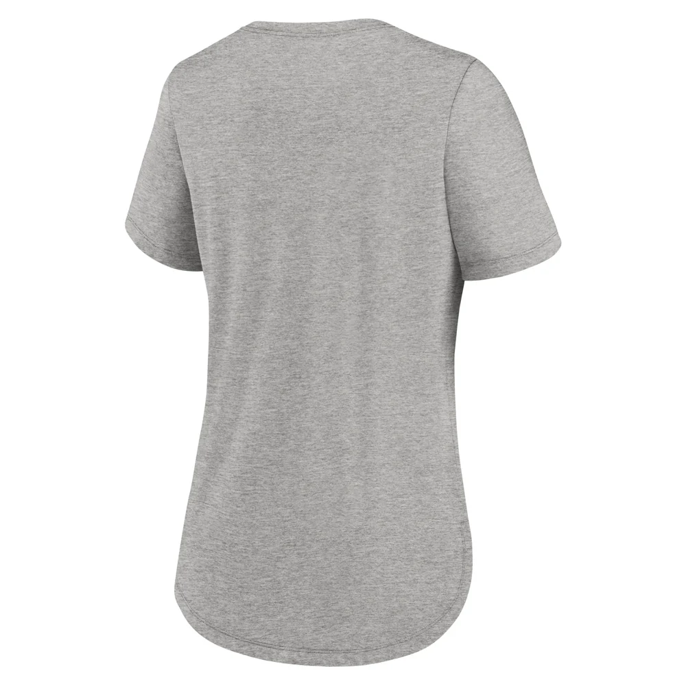 MLB Chicago Cubs Women's Nike Logo Stack Tri-Blend T-Shirt - Heather Gray - Image 3