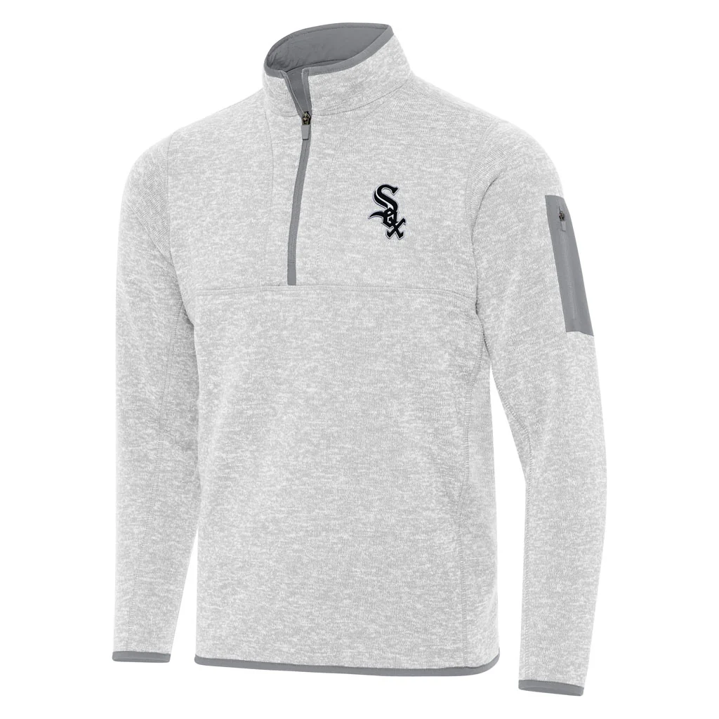 MLB Chicago White Sox Antigua Fortune 1/4 Zip Pullover Jacket - Light gray