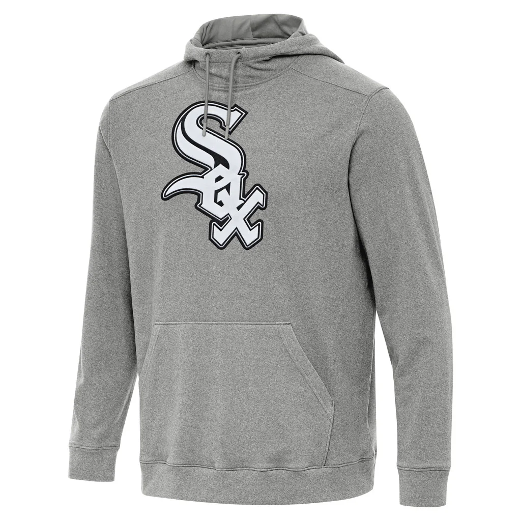 MLB Chicago White Sox Antigua Full Front Cloud Pullover Hoodie - Heather black