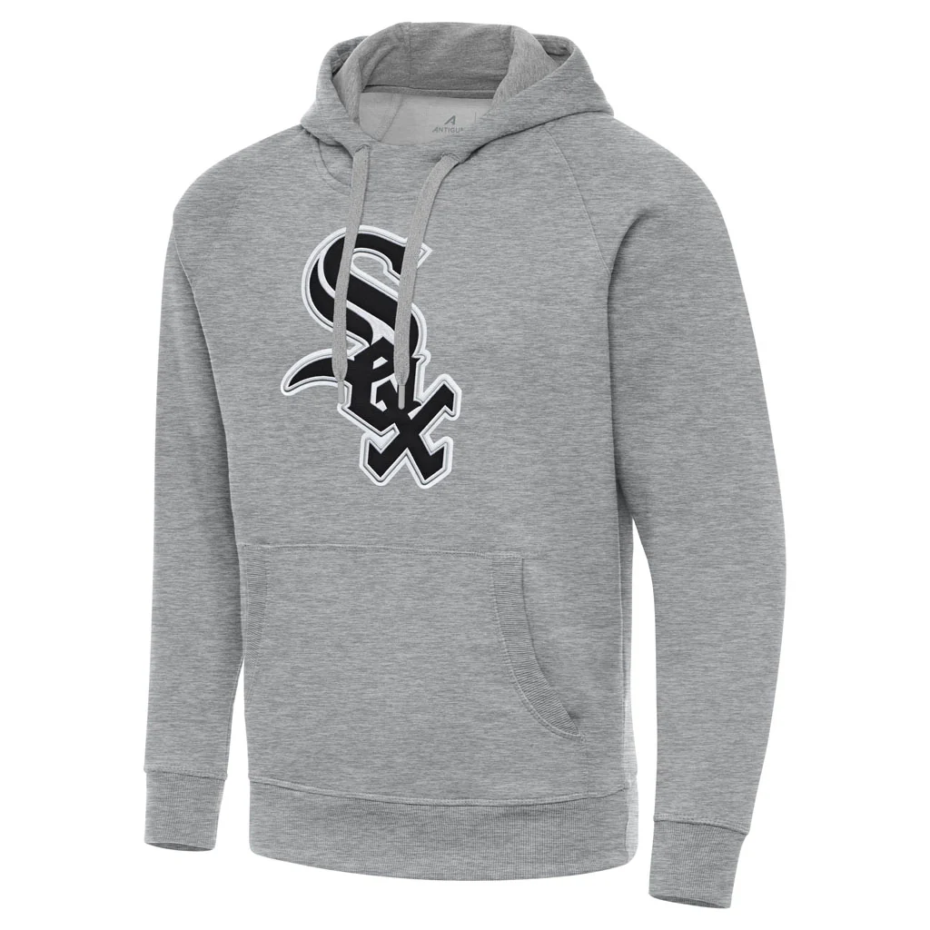 MLB Chicago White Sox Antigua Full Front Victory Pullover Hoodie - Heather gray