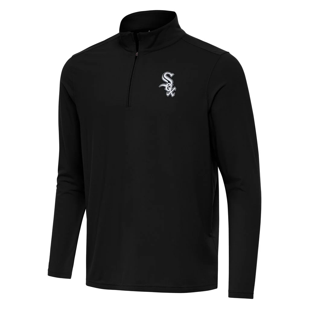 MLB Chicago White Sox Antigua Intent 1/4 Zip Pullover Jacket - Black