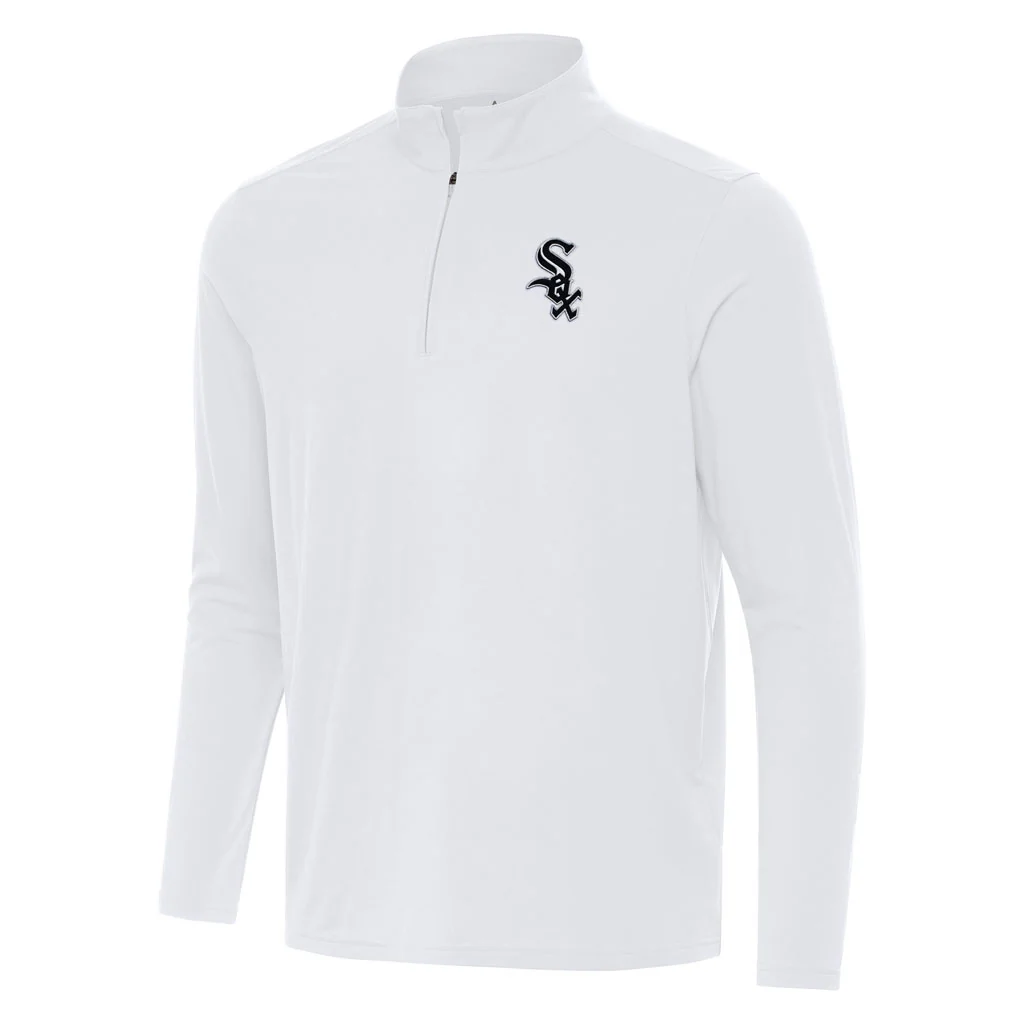 MLB Chicago White Sox Antigua Intent 1/4 Zip Pullover Jacket - White