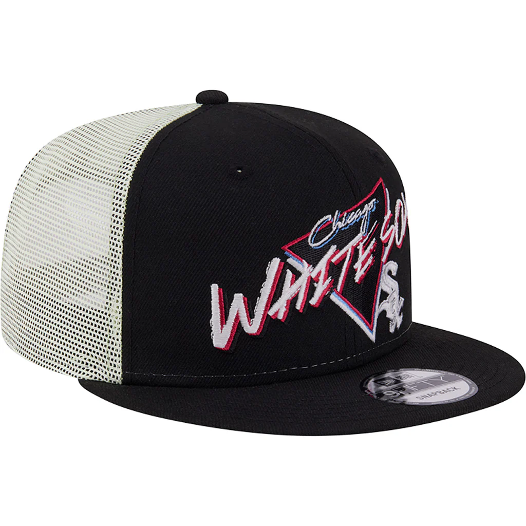 MLB Chicago White Sox New Era Neon Trucker 9FIFTY Snapback Hat - Black - Image 2