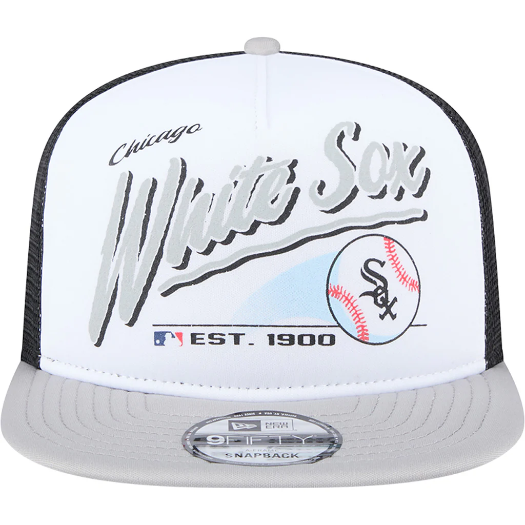 MLB Chicago White Sox New Era Retro Script 9FIFTY A-Frame Snapback Hat - White - Image 3