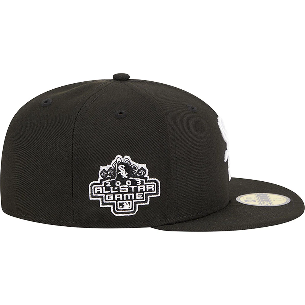 MLB Chicago White Sox New Era Side Patch Black & White 59FIFTY Fitted Hat - Black - Image 5