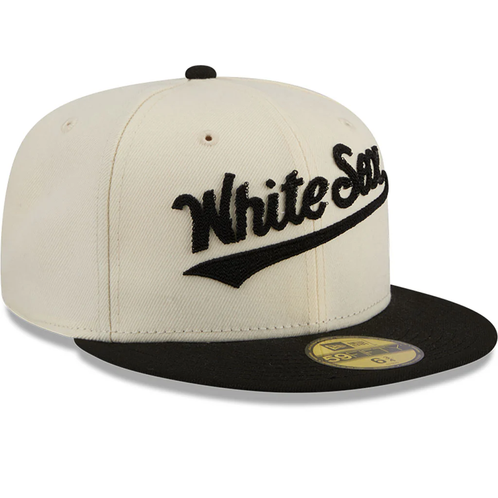 MLB Chicago White Sox New Era Two-Tone Stitch 59FIFTY Fitted Hat - Cream - Image 2