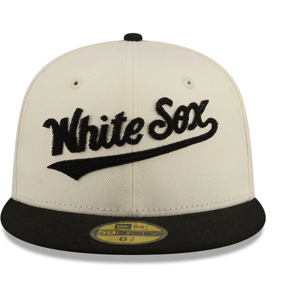 MLB Chicago White Sox New Era Two-Tone Stitch 59FIFTY Fitted Hat - Cream - Image 3