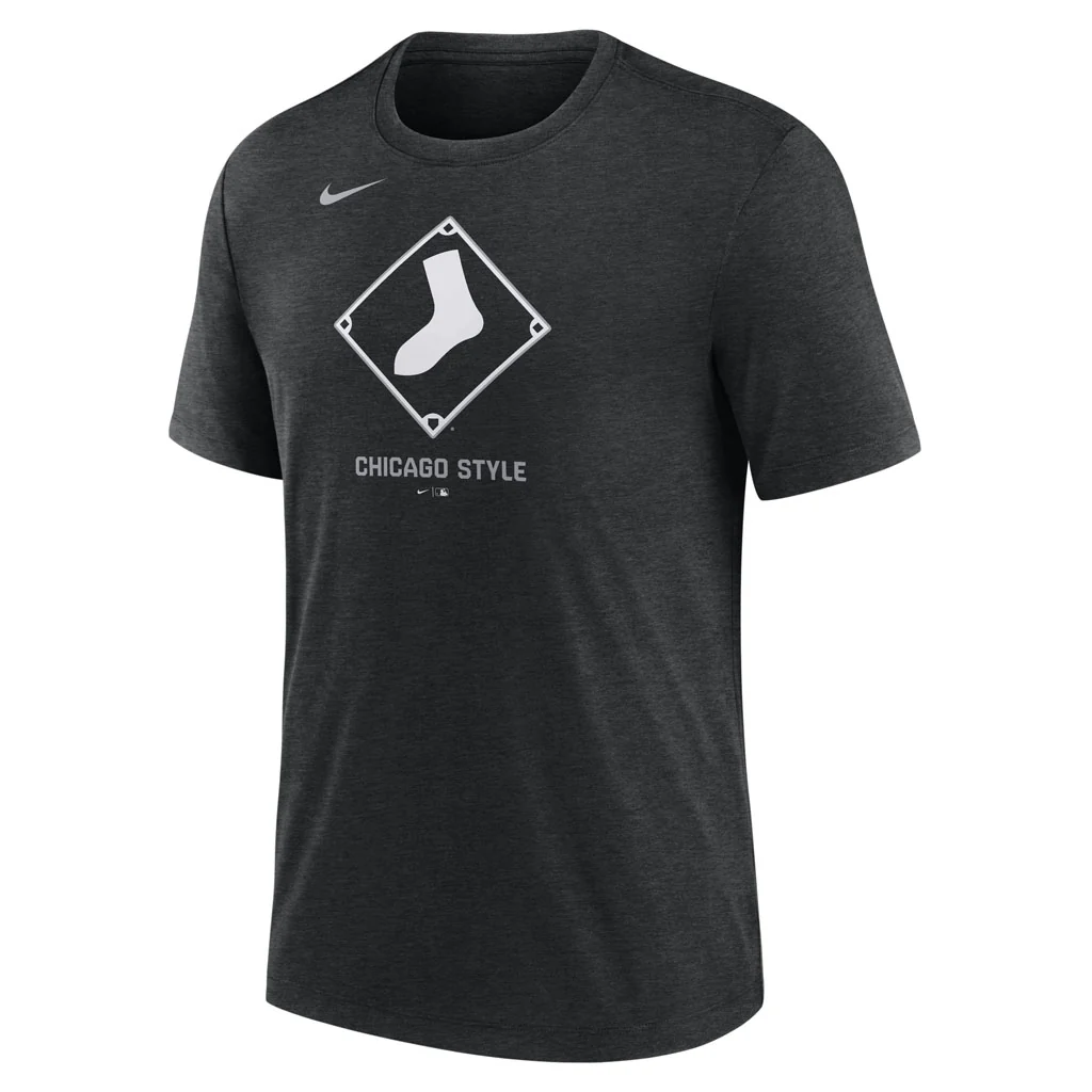MLB Chicago White Sox Nike Logo Triblend T-Shirt - Black - Image 2