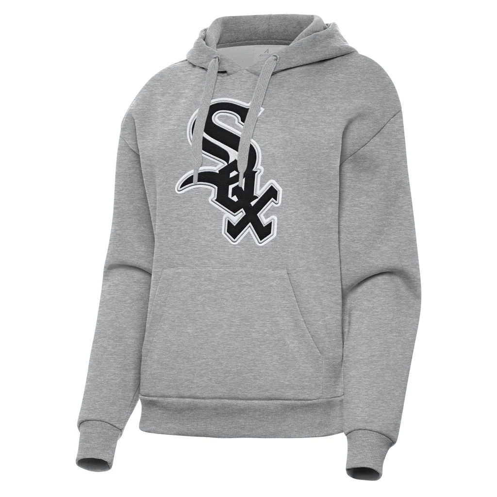 MLB Chicago White Sox Women's Antigua Full Front Victory Pullover Hoodie - Heather gray