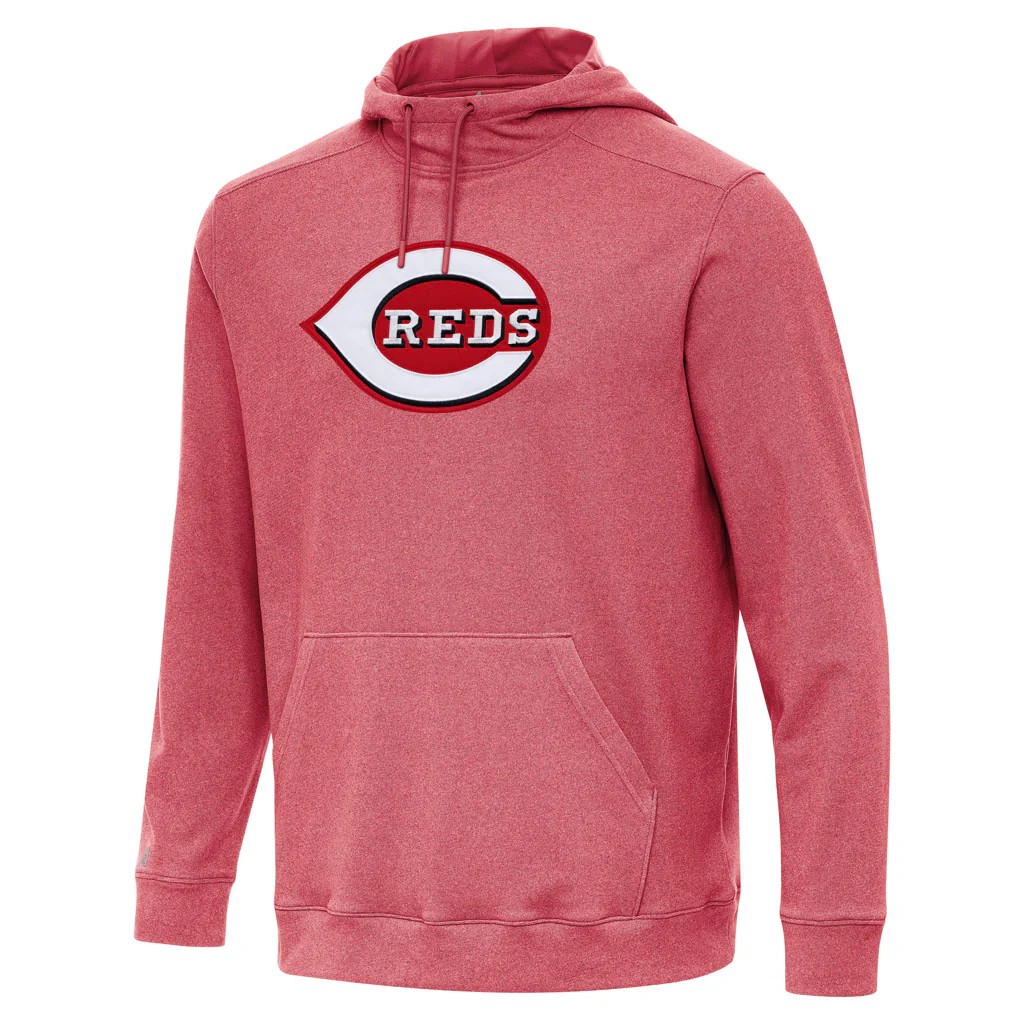 MLB Cincinnati Reds Antigua Full Front Cloud Pullover Hoodie - Red