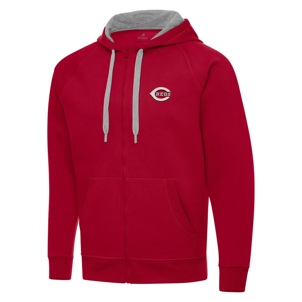 MLB Cincinnati Reds Antigua Victory Full Zip Hoodie - Red