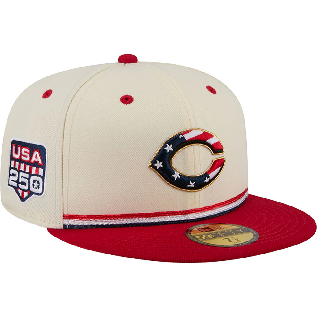 MLB Cincinnati Reds New Era 2026 4th of July 59FIFTY Fitted Hat - Cream - Image 2