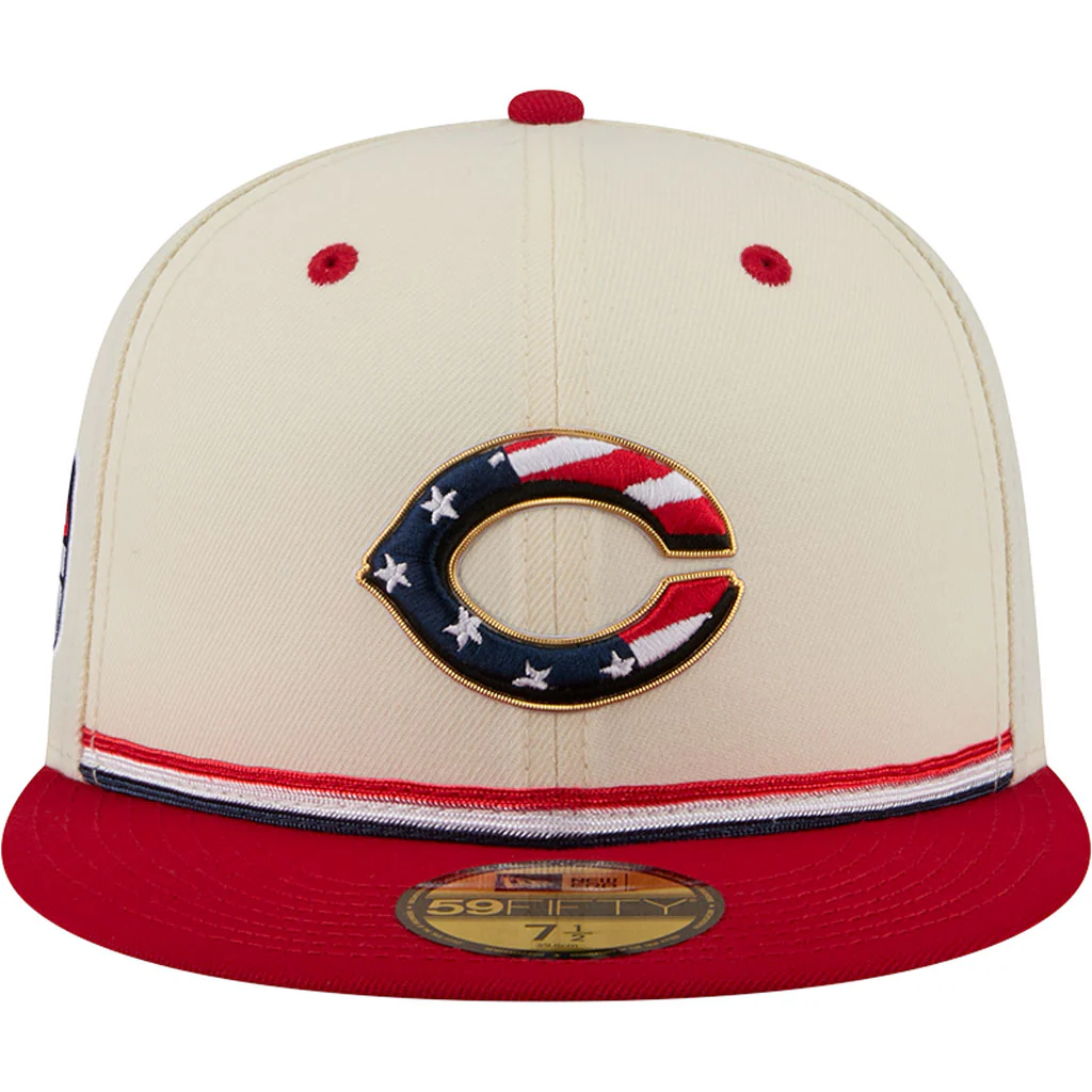 MLB Cincinnati Reds New Era 2026 4th of July 59FIFTY Fitted Hat - Cream - Image 3
