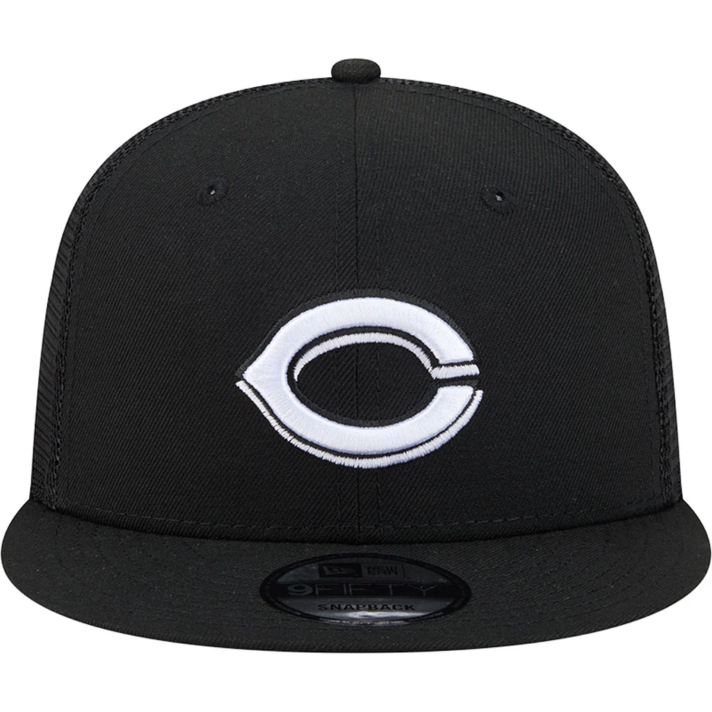 MLB Cincinnati Reds New Era Black & White Trucker 9FIFTY Snapback Hat - Black - Image 3