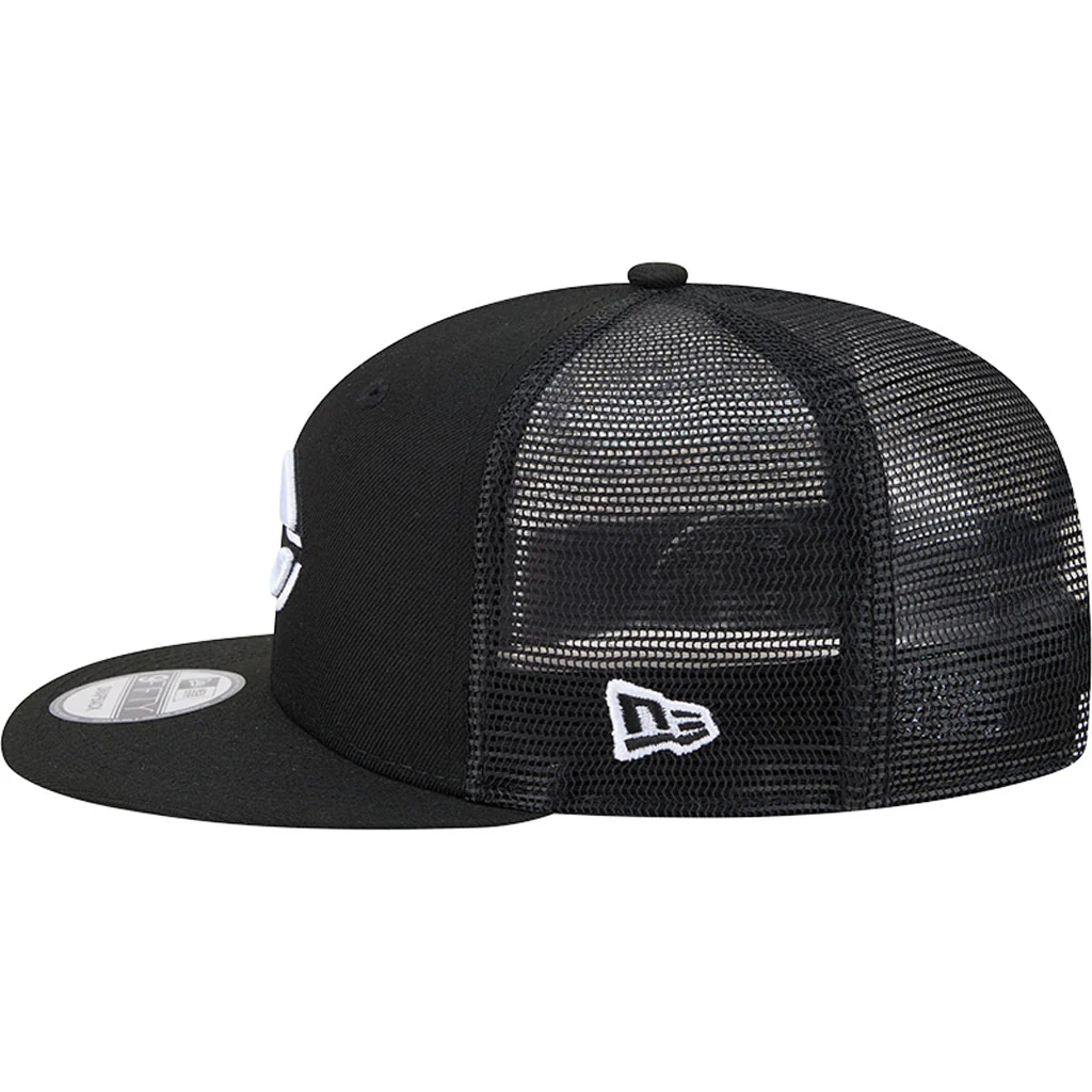 MLB Cincinnati Reds New Era Black & White Trucker 9FIFTY Snapback Hat - Black - Image 4