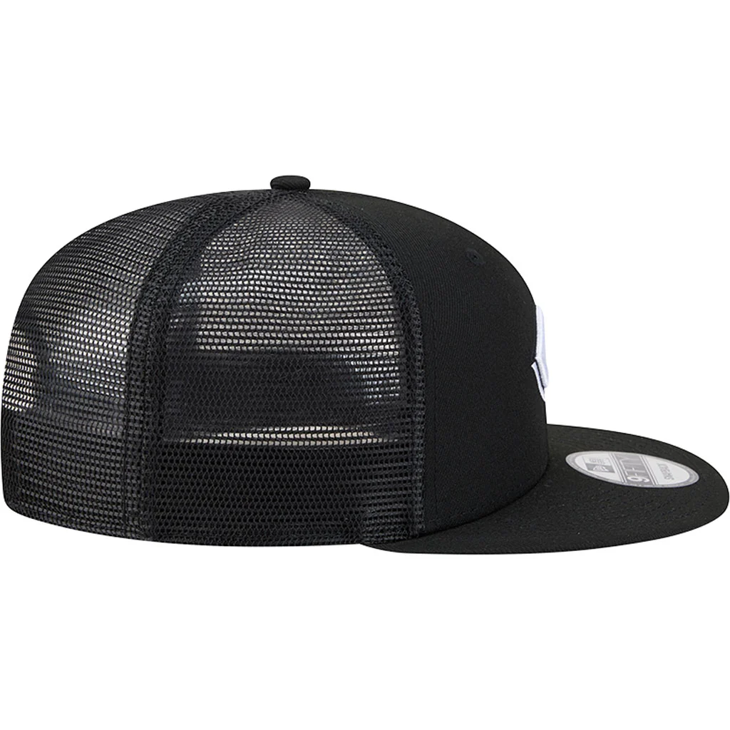 MLB Cincinnati Reds New Era Black & White Trucker 9FIFTY Snapback Hat - Black - Image 5