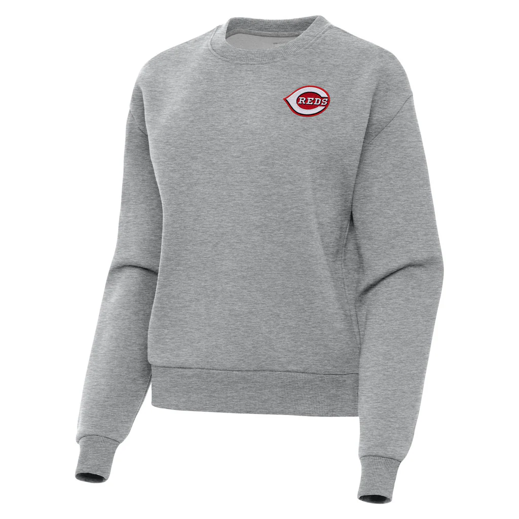 MLB Cincinnati Reds Women's Antigua Victory Crewneck Sweater - Heather gray