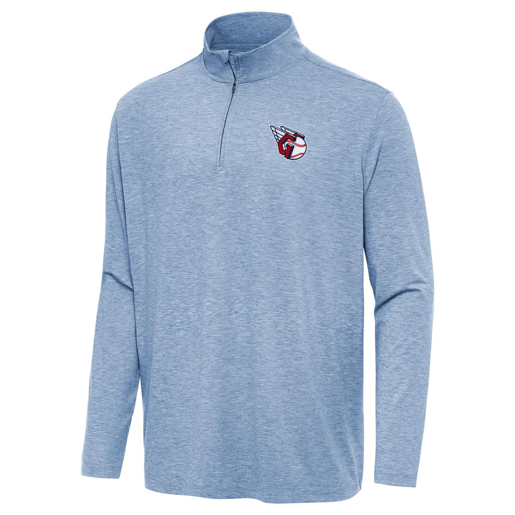 MLB Cleveland Guardians Antigua Hunk 1/4 Zip Pullover Jacket - Light blue