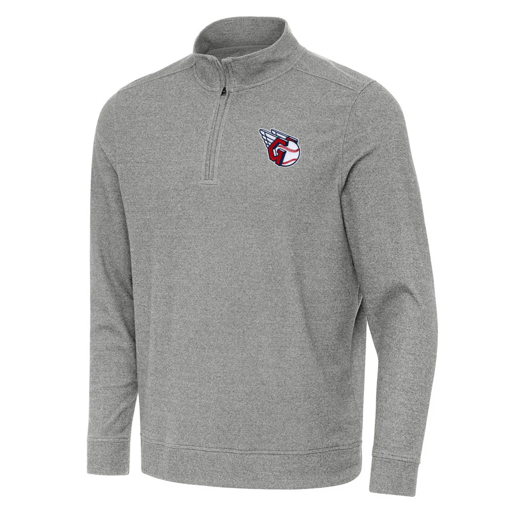 MLB Cleveland Guardians Antigua Subtle 1/4 Zip Pullover Jacket - Heather black
