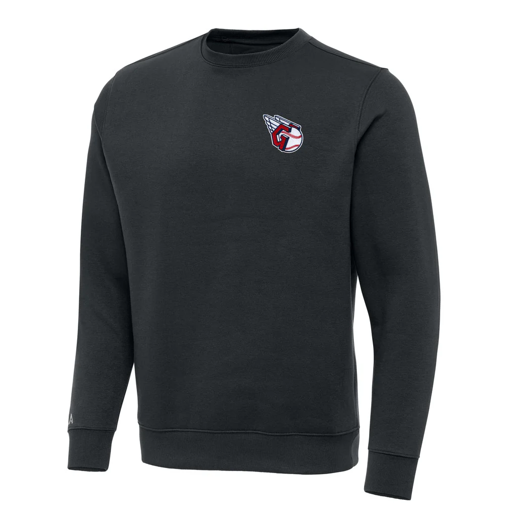 MLB Cleveland Guardians Antigua Victory Crewneck Sweater - Charcoal