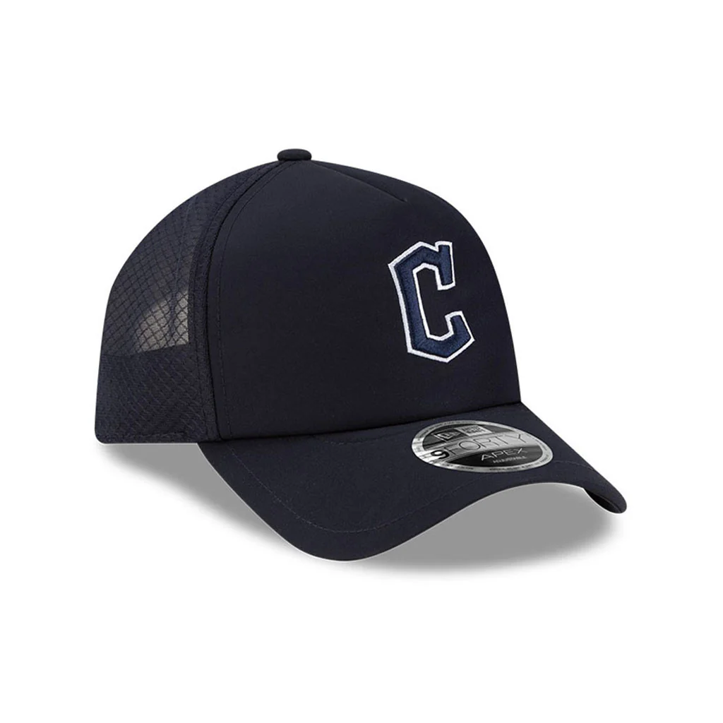 MLB Cleveland Guardians New Era Batting Practice Apex 9FORTY Snapback Hat - Navy - Image 2