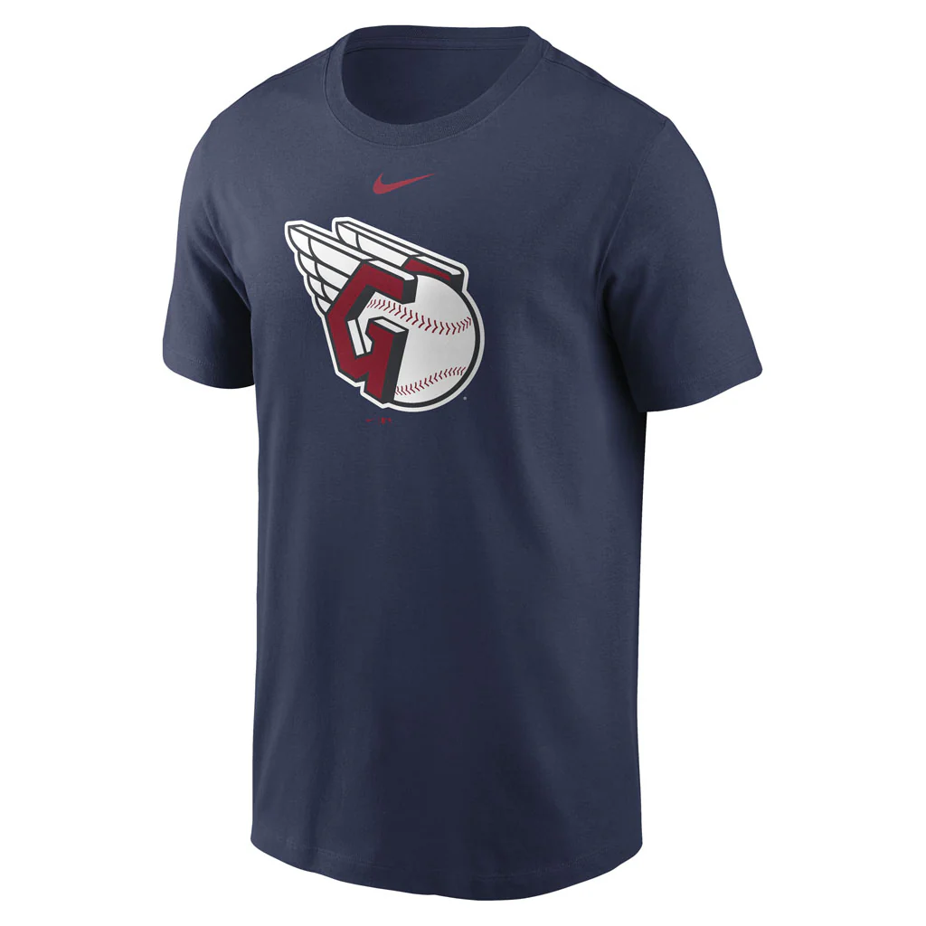 MLB Cleveland Guardians Nike Cotton Logo T-Shirt - Navy - Image 2