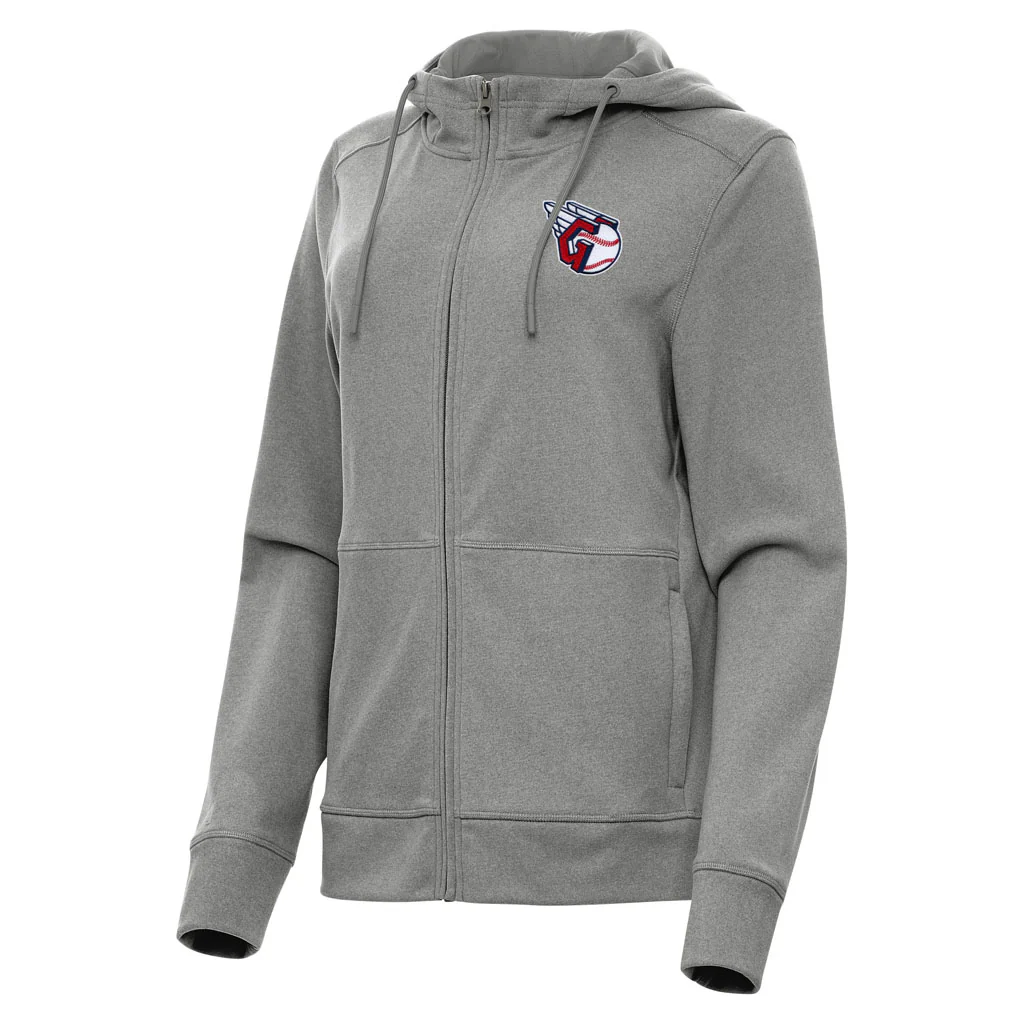 MLB Cleveland Guardians Women's Antigua Seeker Full Zip Hoodie - Heather black