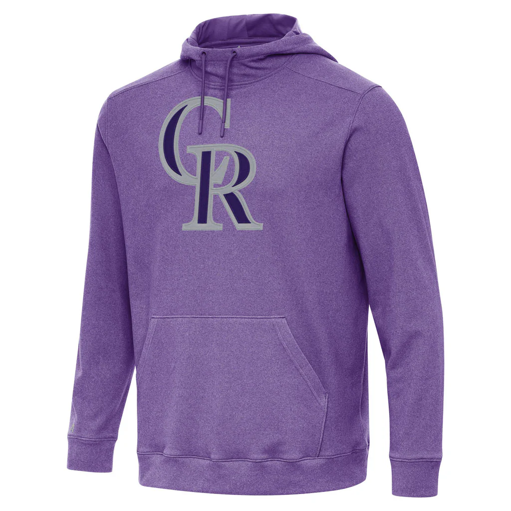 MLB Colorado Rockies Antigua Full Front Cloud Pullover Hoodie - Purple