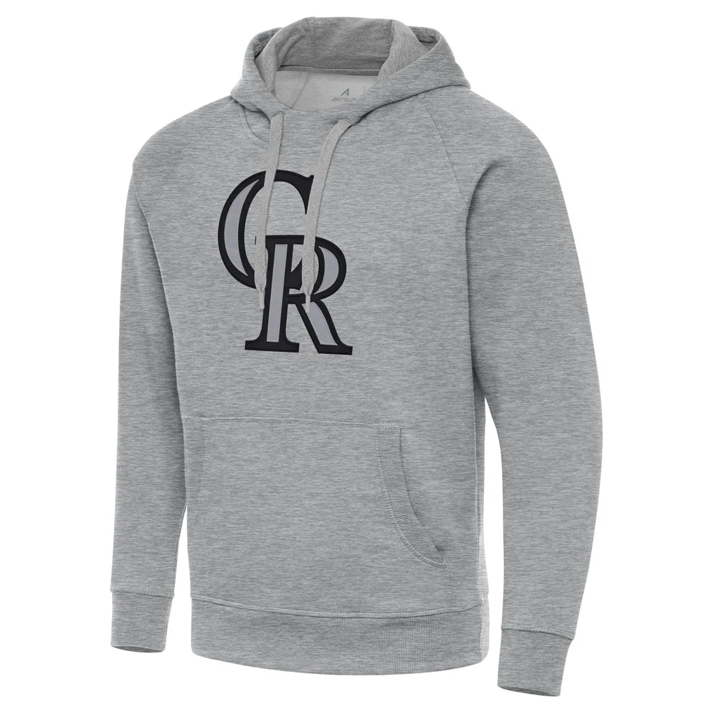 MLB Colorado Rockies Antigua Full Front Victory Pullover Hoodie - Heather gray