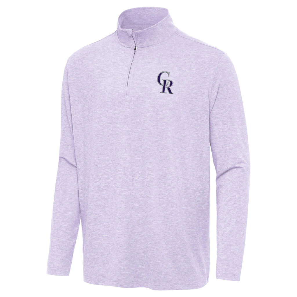 MLB Colorado Rockies Antigua Hunk 1/4 Zip Pullover Jacket - Lilac