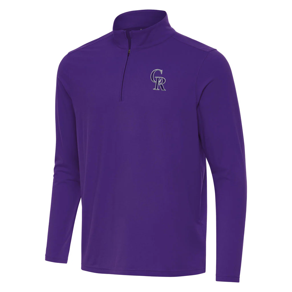 MLB Colorado Rockies Antigua Intent 1/4 Zip Pullover Jacket - Purple