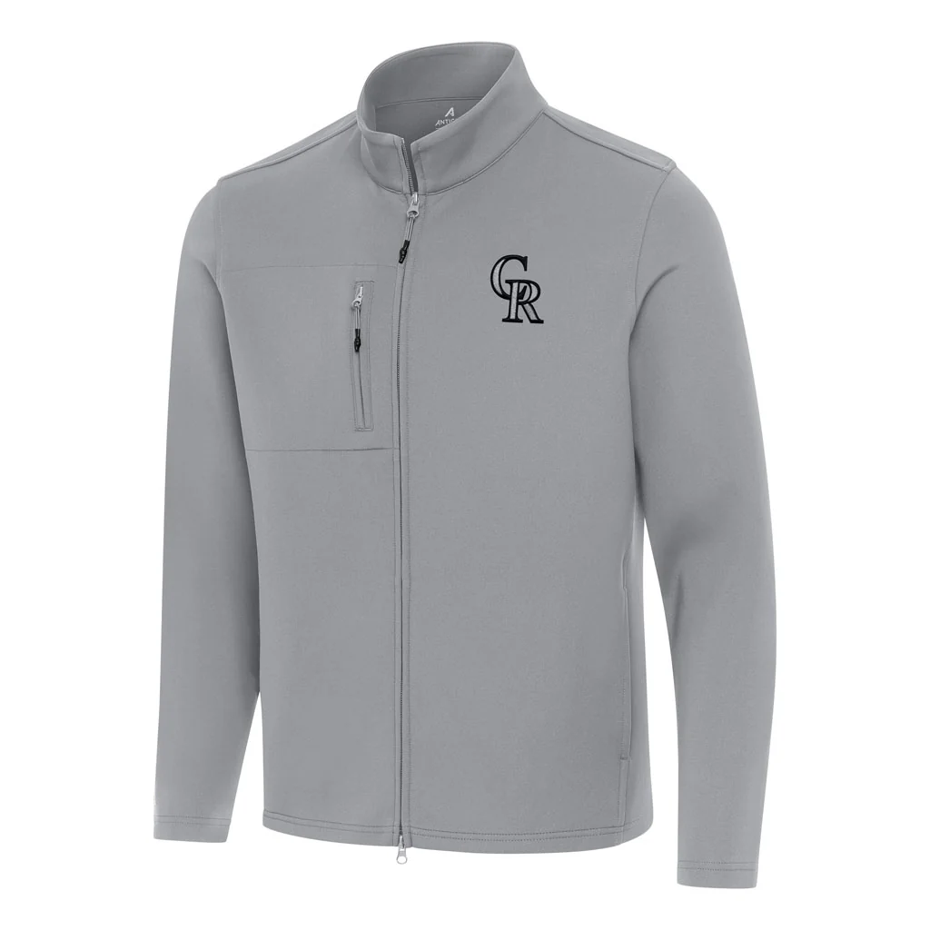 MLB Colorado Rockies Antigua Objection DBP Full Zip Jacket - Gray