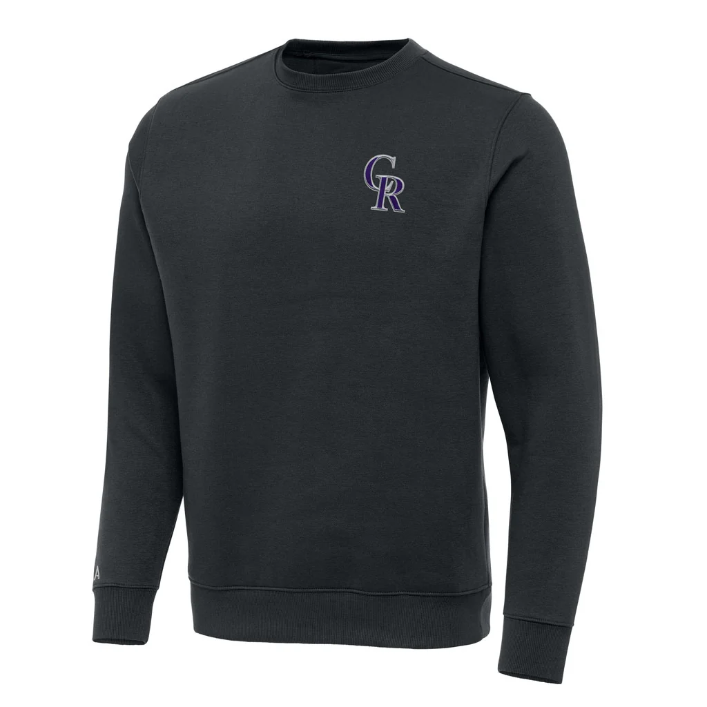 MLB Colorado Rockies Antigua Victory Crewneck Sweater - Charcoal
