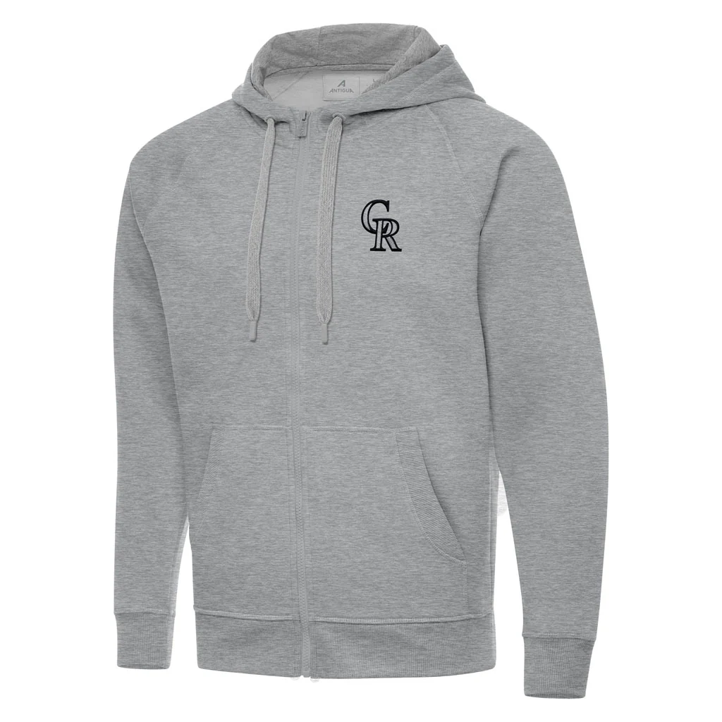 MLB Colorado Rockies Antigua Victory Full Zip Hoodie - Heather gray